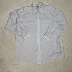 LL BEAN Men’s Button Long Sleeve Shirt Blue/White Stripe 17-34 ID 278341